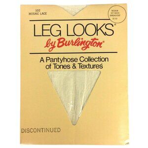Leg Looks By Burlington Mosaic Lace Pantyhose Medium Off White Sandalfoot Nylon
